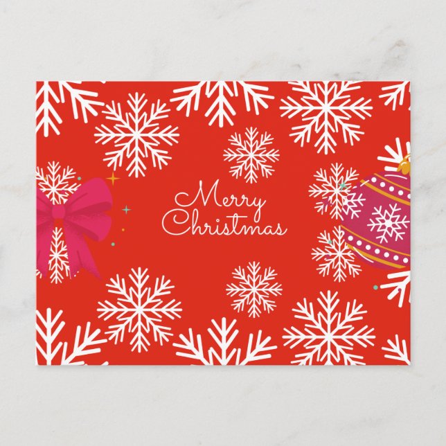 Postal Merry Christmas Festive Snowflakes and Ornaments  (Anverso)