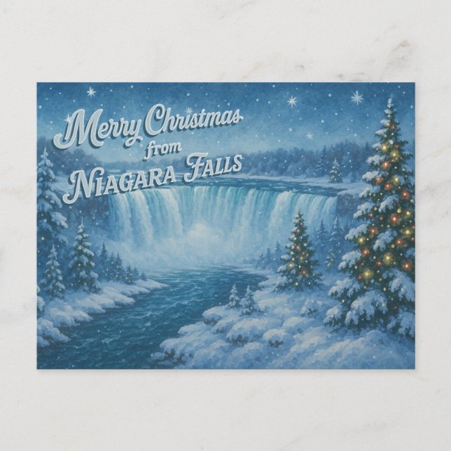 Postal Merry Christmas from Niagara Falls Winter Postcard (Anverso)