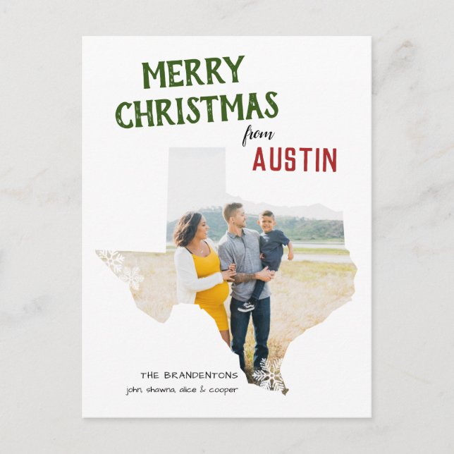 Postal Merry Christmas from Texas One Photo (Anverso)