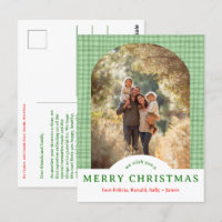 MERRY CHRISTMAS Gingham PERSONALIZADO de Arco FOTO