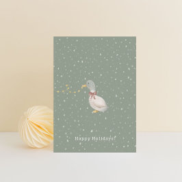 Postal Merry Christmas Happy Holidays Duck Card