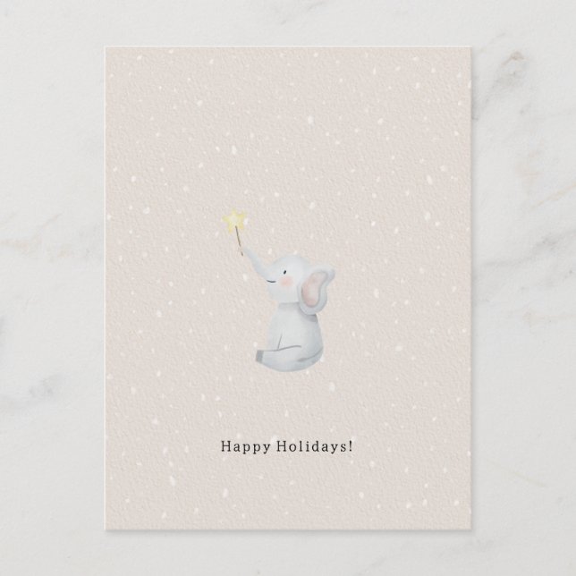 Postal Merry Christmas Happy Holidays Elephant Card (Anverso)