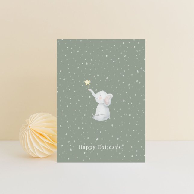 Postal Merry Christmas Happy Holidays Elephant Card (Subido por el creador)