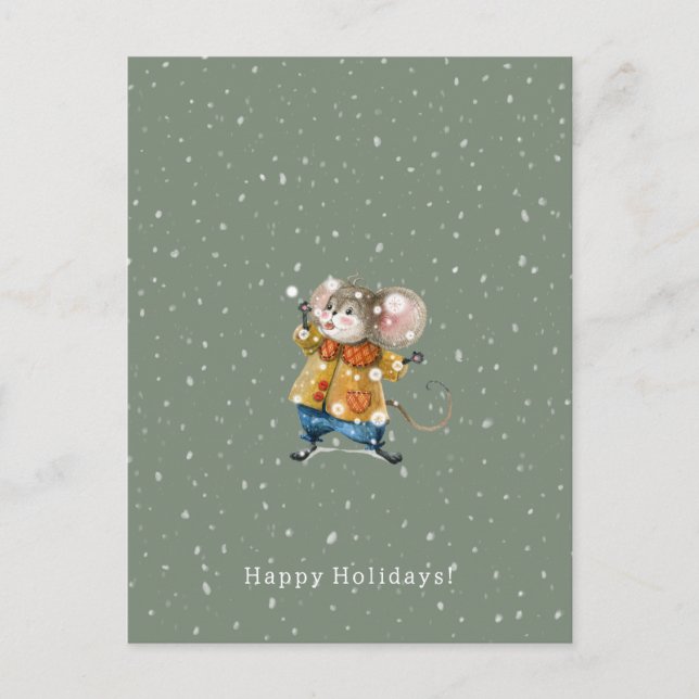 Postal Merry Christmas Happy Holidays Mouse Card (Anverso)