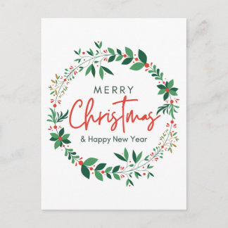 Postal Merry Christmas & Happy New Year Floral Poster