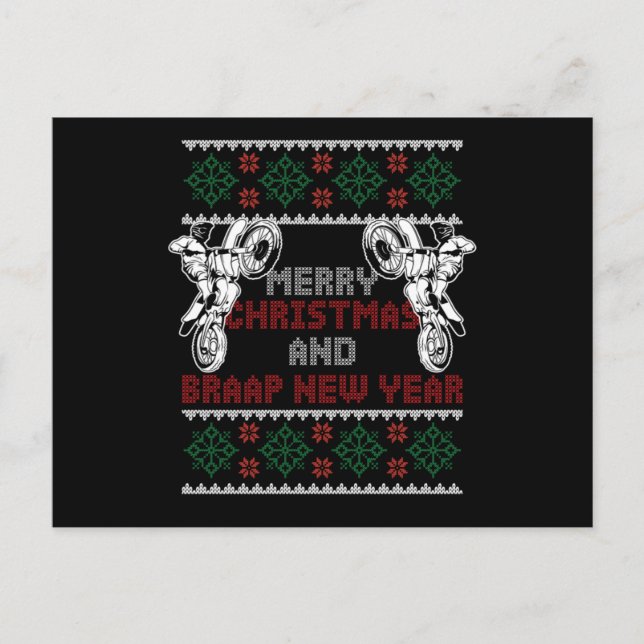 Postal Merry Christmas Happy New Year Motocross Bike Gift (Anverso)