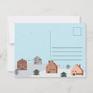 Postal Merry Christmas Holiday Postcard Design Template