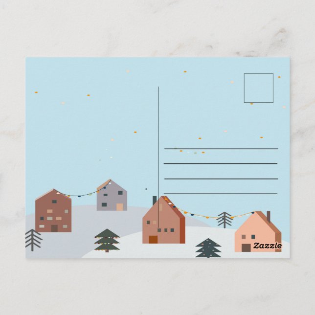Postal Merry Christmas Holiday Postcard Design Template (Reverso)