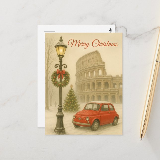 Postal Merry Christmas in Rome – Holiday Art Gift  (Anverso/Reverso In Situ)