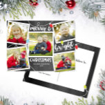 Postal Merry Christmas Lights en el collage de fotos de C<br><div class="desc">Esta divertida tarjeta de 5 fotos muestra el texto "Navidades Feliz y Brillante" con espacio para 5 fotos en la parte delantera ¡todo en un fondo de pizarra! La colección de productos a juego está disponible en nuestra tienda. Contáctenos si desea modificar este diseño para su número específico de fotos...</div>