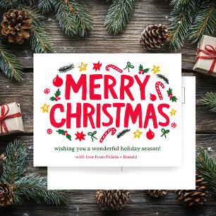 Postal MERRY CHRISTMAS PERSONALIZADO de navidad navideña