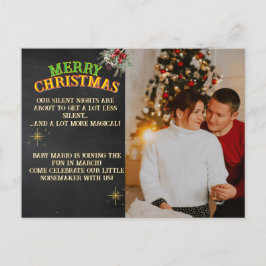 Postal Merry Christmas Pregnancy Chalkboard Invitation