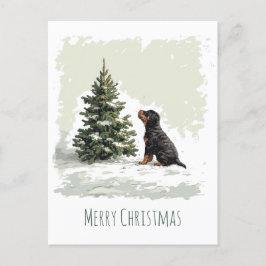 Postal Merry Christmas Rottweiler Dog Christmas Tree