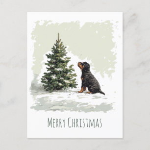Postal Merry Christmas Rottweiler Dog Christmas Tree