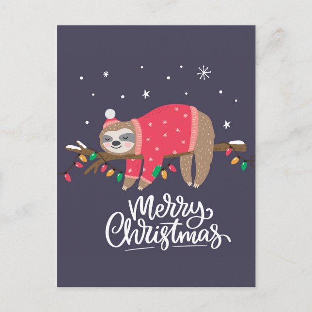 Postal Merry Christmas Sloth (Anverso)