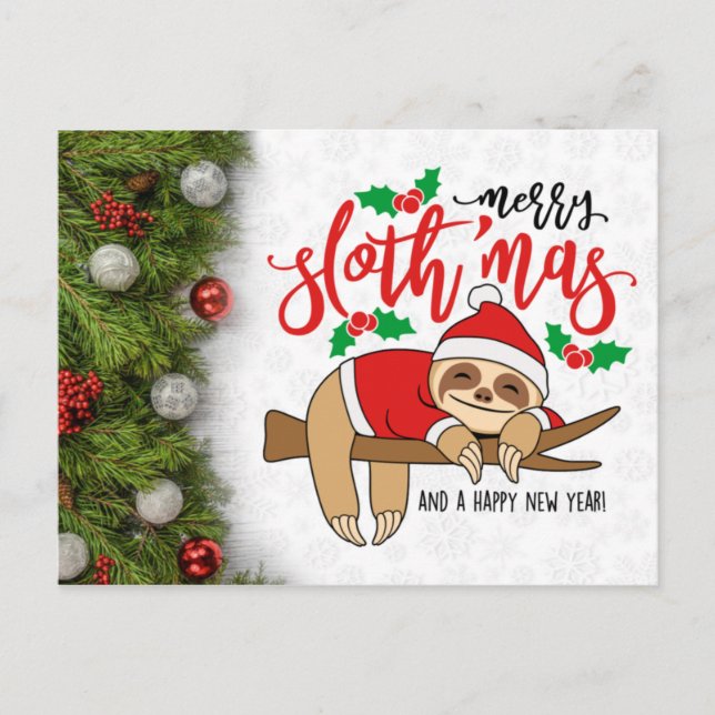 Postal Merry Christmas Sloth (Anverso)