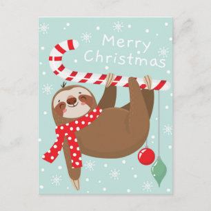Postal Merry Christmas Sloth