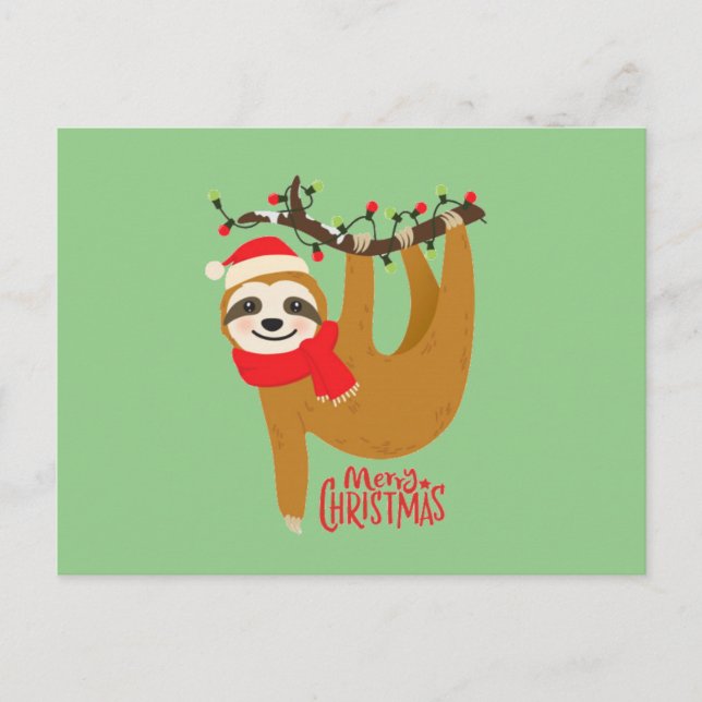 Postal Merry Christmas Sloth (Anverso)