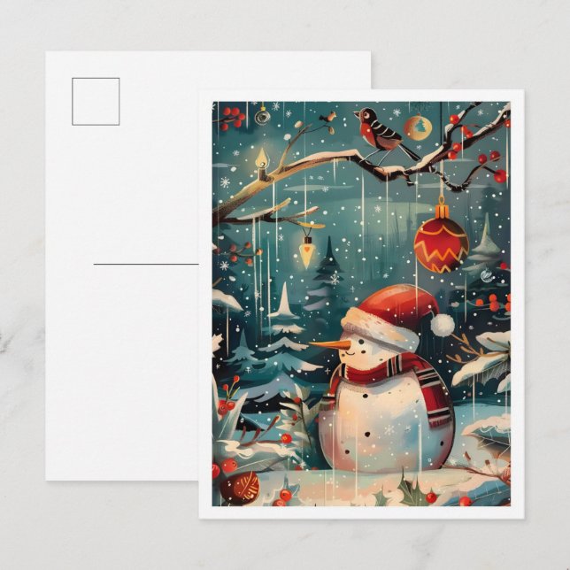Postal Merry Christmas Snowman (Anverso / Reverso)