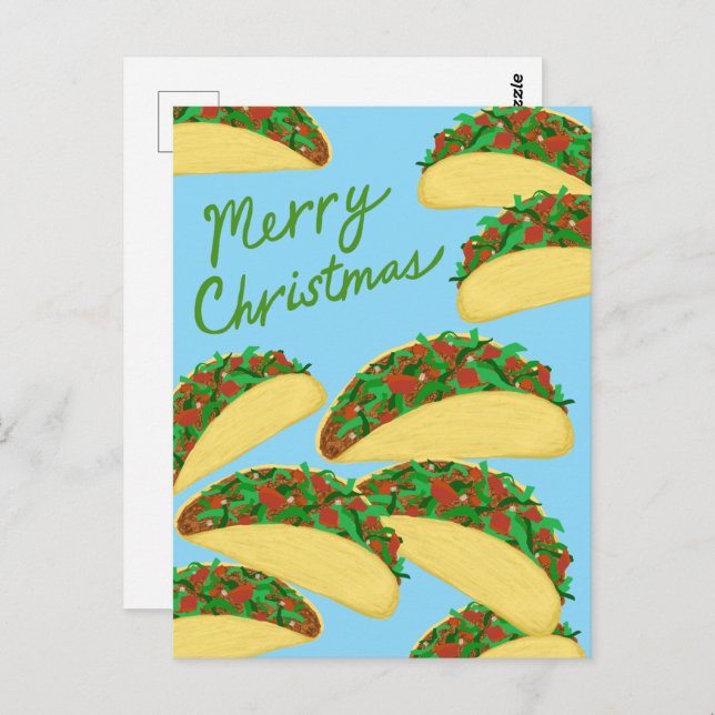 Postal MERRY CHRISTMAS Taco Avalanche Delicioso feriado (Anverso / Reverso)