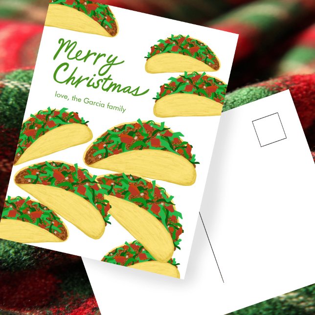 Postal MERRY CHRISTMAS Taco Avalanche Delicious Personali (MERRY CHRISTMAS Taco Avalanche Delicious Custom Postcard
)