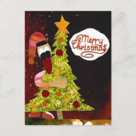 Postal Merry Christmas vrolijk kerstfeest kerstboom eend