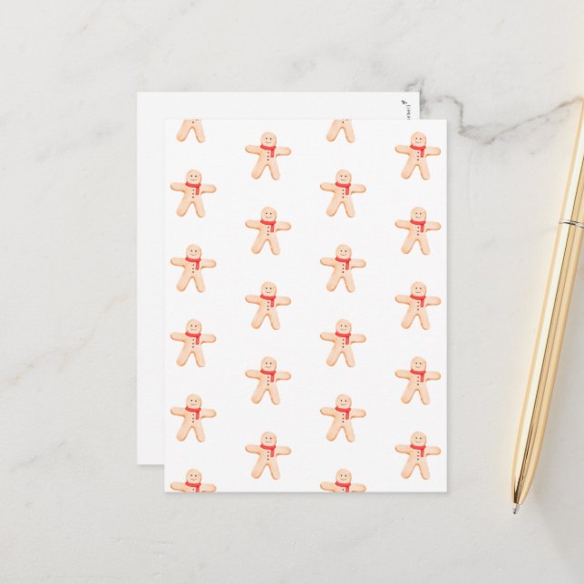 Postal Merry Christmas Winter Gingerbread Man Card (Anverso/Reverso In Situ)