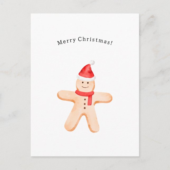 Postal Merry Christmas Winter Gingerbread Man Card (Anverso)