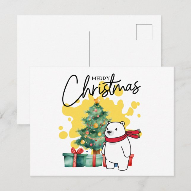 Postal Merry Christmas with a Bear! (Anverso / Reverso)