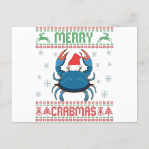 Postal Merry Crabmas Funny Crab Navidades feos suéter