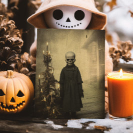 Postal Merry Creepmas Spooky Skeleton Gothic Vintage