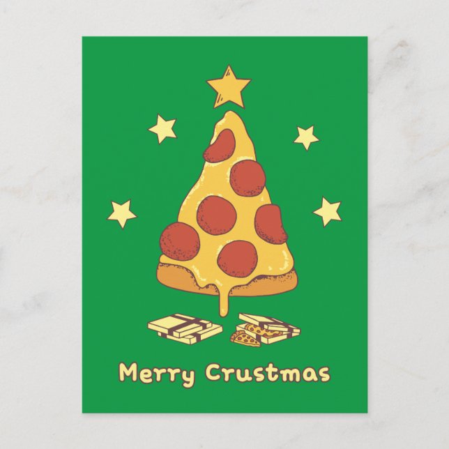 Postal Merry Crustmas - Navidades de pizza (Anverso)