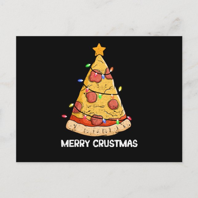 Postal Merry Crustmas Pizza Navidades de Árbol de Navidad (Anverso)