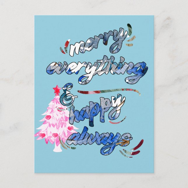 Postal Merry Everything & Happy Always - Árbol rosa (Anverso)