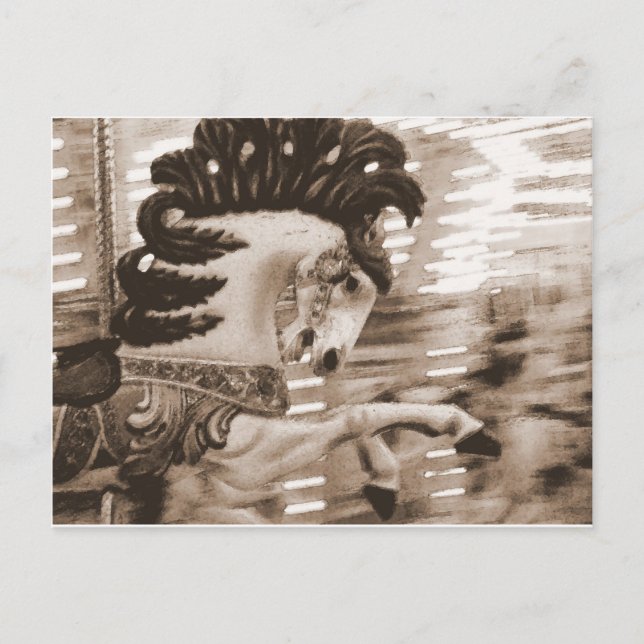 Postal Merry Go round Horse Sepia (Anverso)