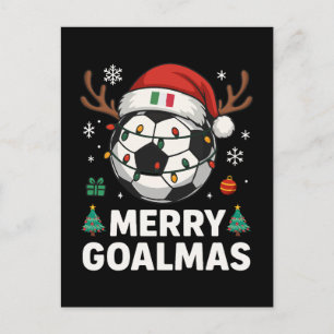 Postal Merry Goalmas Italia - Navidad Divertida de Fútbol