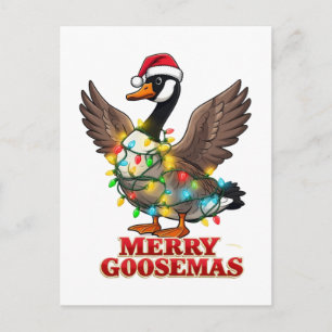 Postal Merry Goosemas Funny Navidad Ganso Xmas