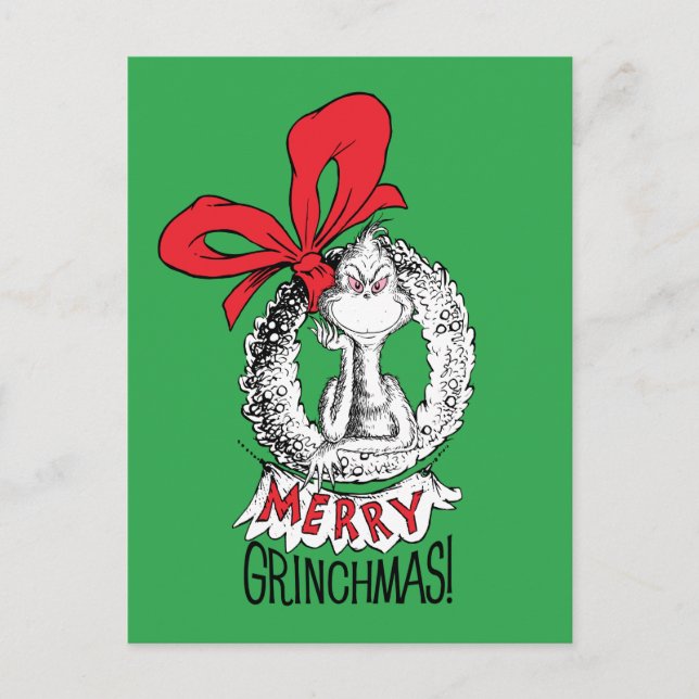 Postal Merry Grinchmas Wreath The Grinch (Anverso)