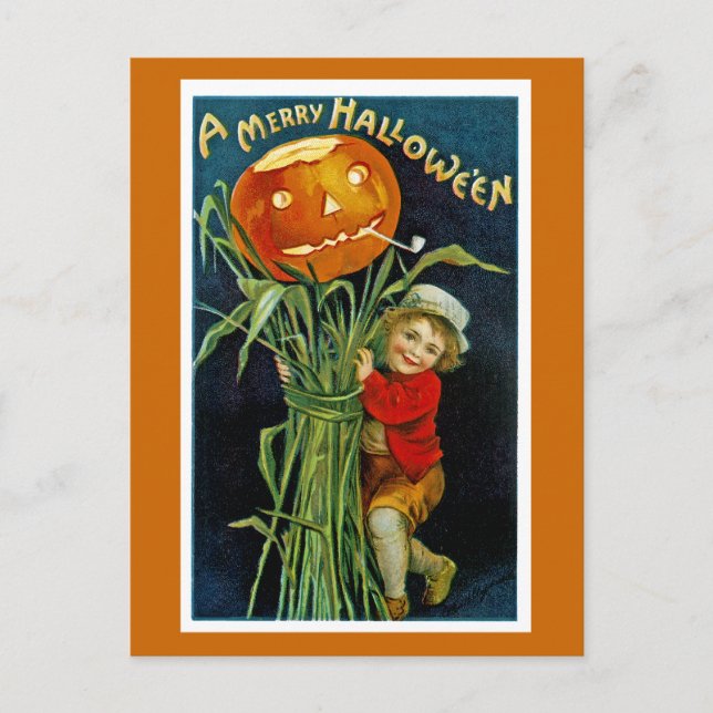 Postal Merry Halloween Jack o' Lantern (Anverso)