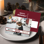 Postal Merry Joyful Blessed Photo Postcard<br><div class="desc">This Christmas postcard features an area to add your own family photo,  a modern handwritten font and elegant green and white color combination. Edit *most* wording to match your needs and edit all colors to your liking.</div>