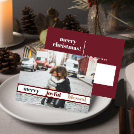 Postal Merry Joyful Blessed Photo Postcard