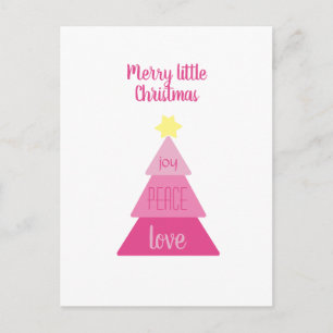 Postal Merry Little Christmas Tree Hot Pink Cupe Simple