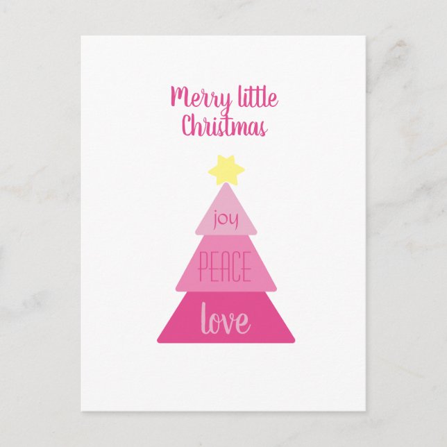 Postal Merry Little Christmas Tree Hot Pink Cupe Simple (Anverso)