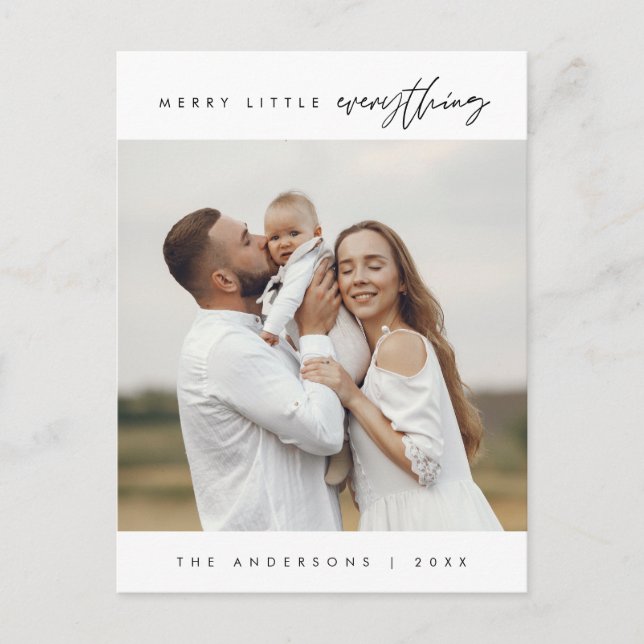 Postal Merry Little Everything, Navidades, foto familiar (Anverso)