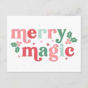 Postal Merry Magic - Tipografía de vacaciones coloridas