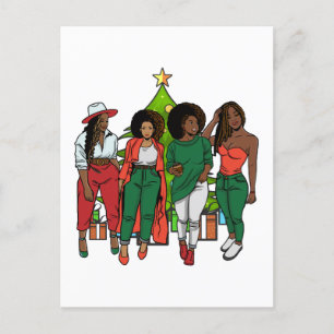 Postal Merry Melanin Navidades Black Woman Friendmas