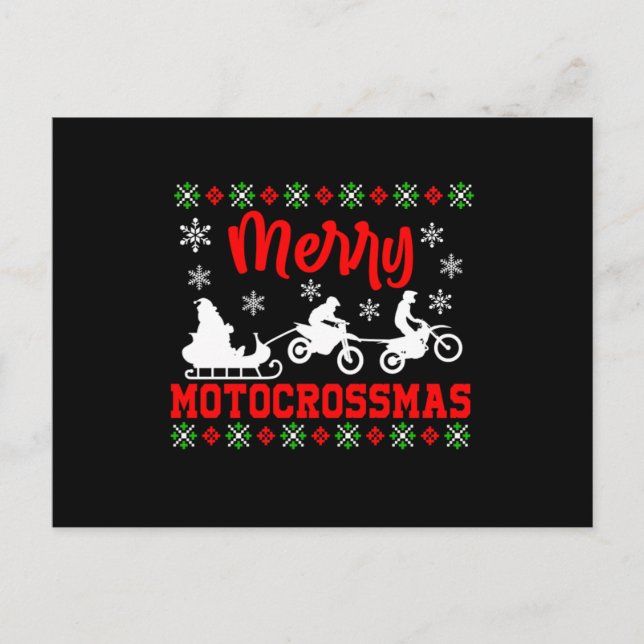 Postal Merry Motocross mas motocicleta Santa Claus Ugly X (Anverso)