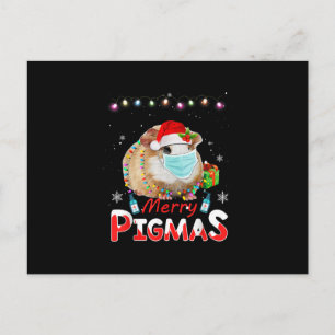 Postal Merry Pigmas Face Mask Graciosos Navidades de Cerd