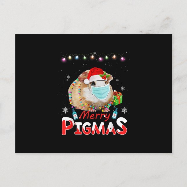 Postal Merry Pigmas Face Mask Graciosos Navidades de Cerd (Anverso)