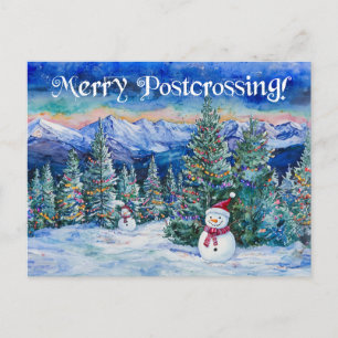 Postal Merry Posttravesar Snowman - Postcard